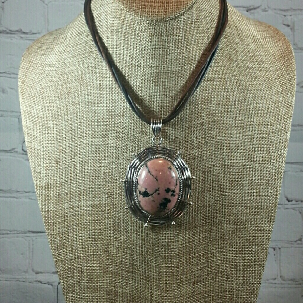 Sterling Silver Rose Stone Pendant